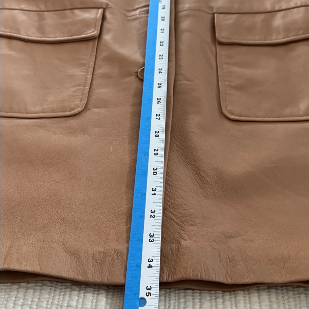 Newport News Tan Leather Trench Coat - Picture 6 of 8